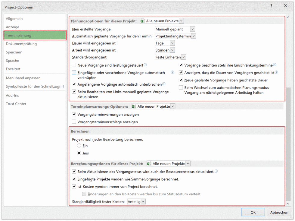 Datenaustausch per MS Project