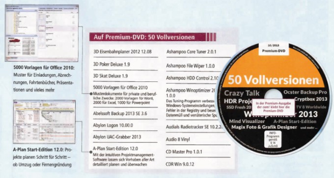com! Ausgabe 10/2013 mit A-Plan Start-Edition auf DVD com! stellt PM Software A-Plan vor