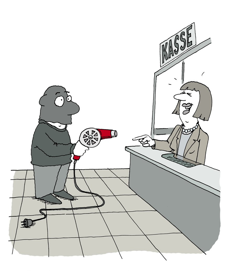 PM-Buch immer wieder einmalig Karikatur von André POLOzcek Bankraub